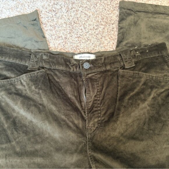 Madewell Dark Green/Brown Emmett Wide-Leg Corduroy Pants - Picture 5 of 9